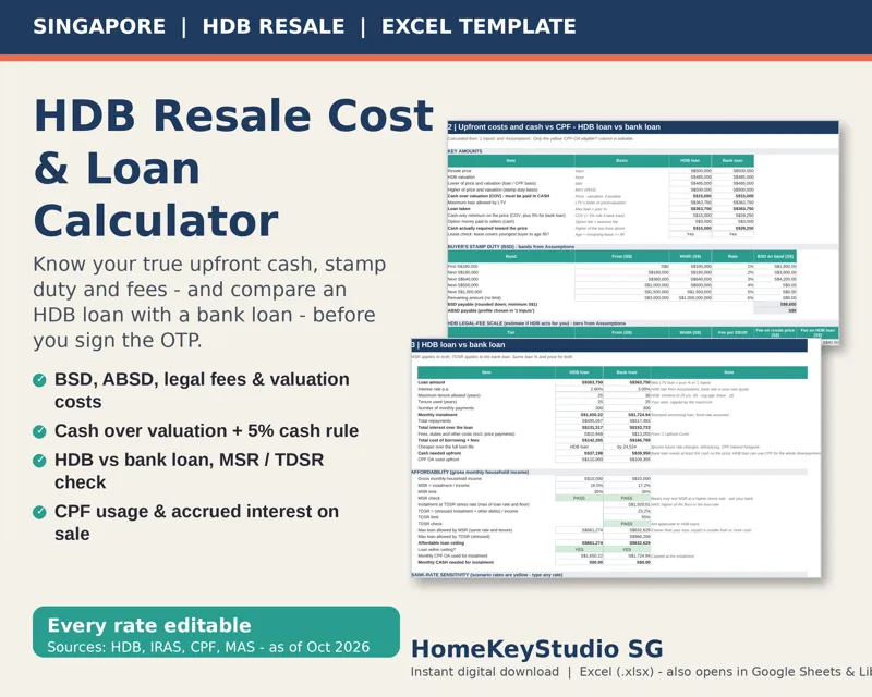 Cover image for HDB Resale Purchase Cost & Loan Calculator